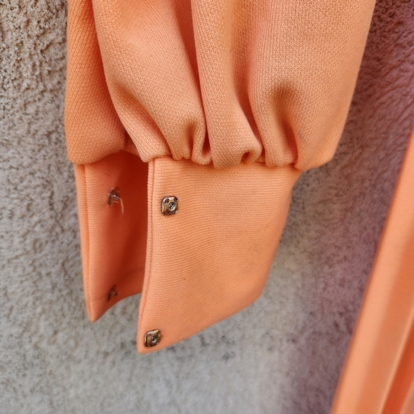 Vintage JC PENNEY Women's Dress US Size Orange Pleated Embroidered Wedding Event - Picture 5 of 11